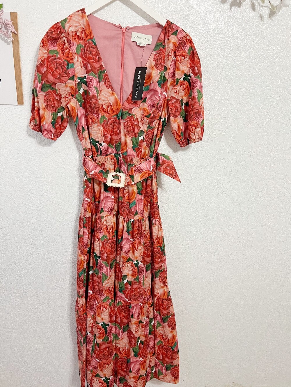 FINAL PRICE NWT Sachin and Babi Carina Belted Floral Midi Dress NO MORE DISCOUNT - Picture 7 of 12